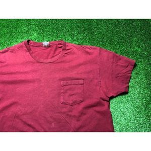 Hanes Vintage 90s Mens Red Short Sleeve Front Pocket Tee Size XL